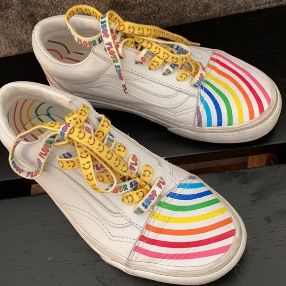 Vans x Flour Shop Old Skool Rainbow Low Top Sneaker Womens Size 5.5 - Picture 3 of 14